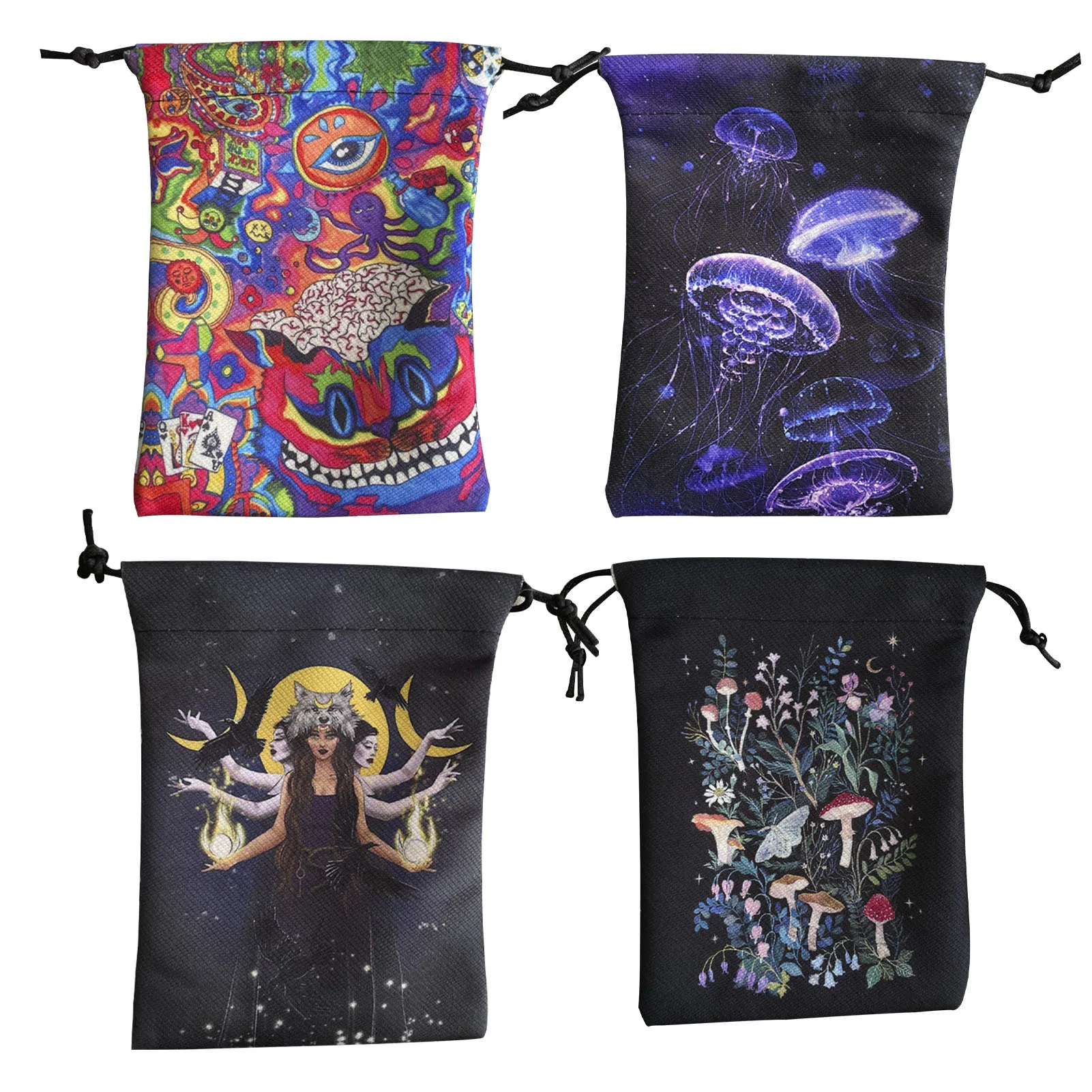 

Сумка для карт Tarot, композитная флисовая сумка для хранения на шнурке, сумка для хранения оленей, сумка для хранения Рун, костей, сумка для юв...