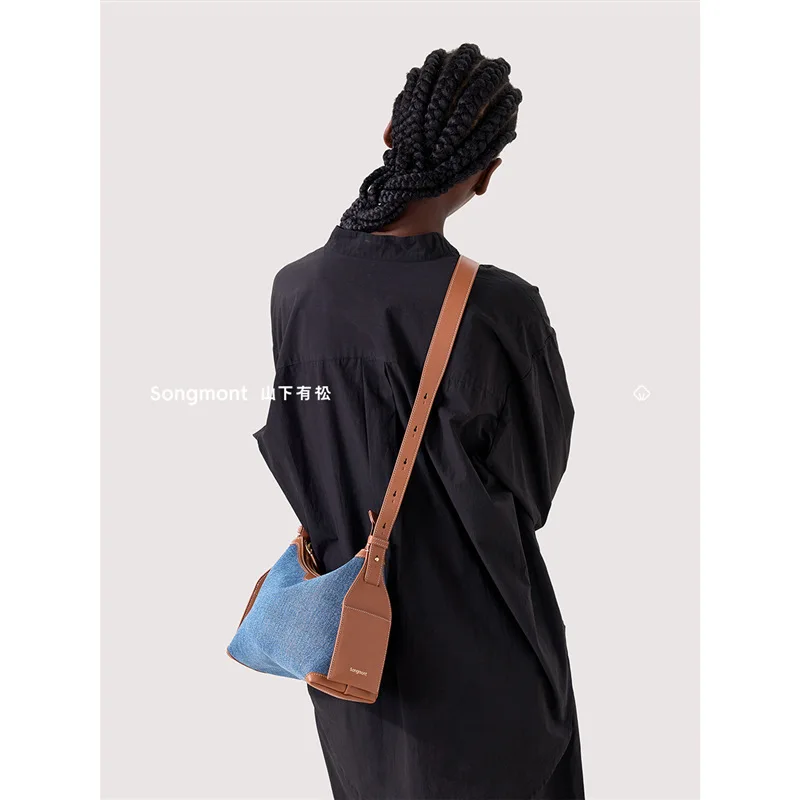 Songmont Yamashita Has Pine Ear Hanging Series Маленькая джинсовая сумка Сумка-хобо Джинсовые щипцы