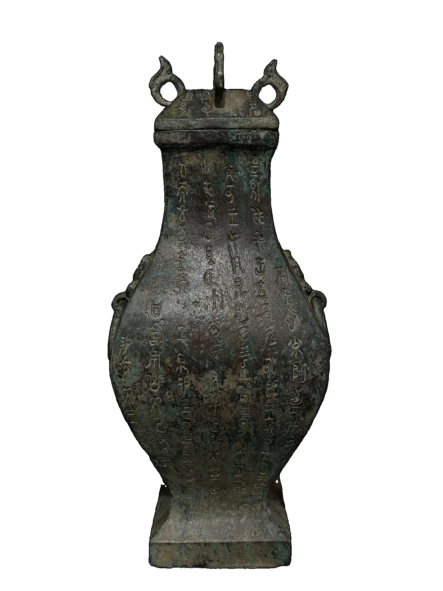 

LAOJUNLU Copper Red Spot Green Rust Bright Pattern Square Bottle Chinese Traditional Style Antiques Fine Art Gifts Crafts