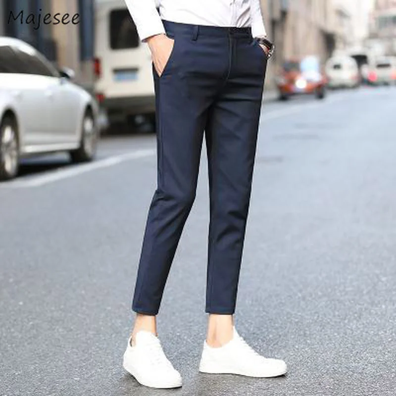 

Casual Pants Men Slim Summer Simply Handsome Gentle Streetwear All-match Ulzzang Teens Male Trouser Popular Stylish Handsome Ins