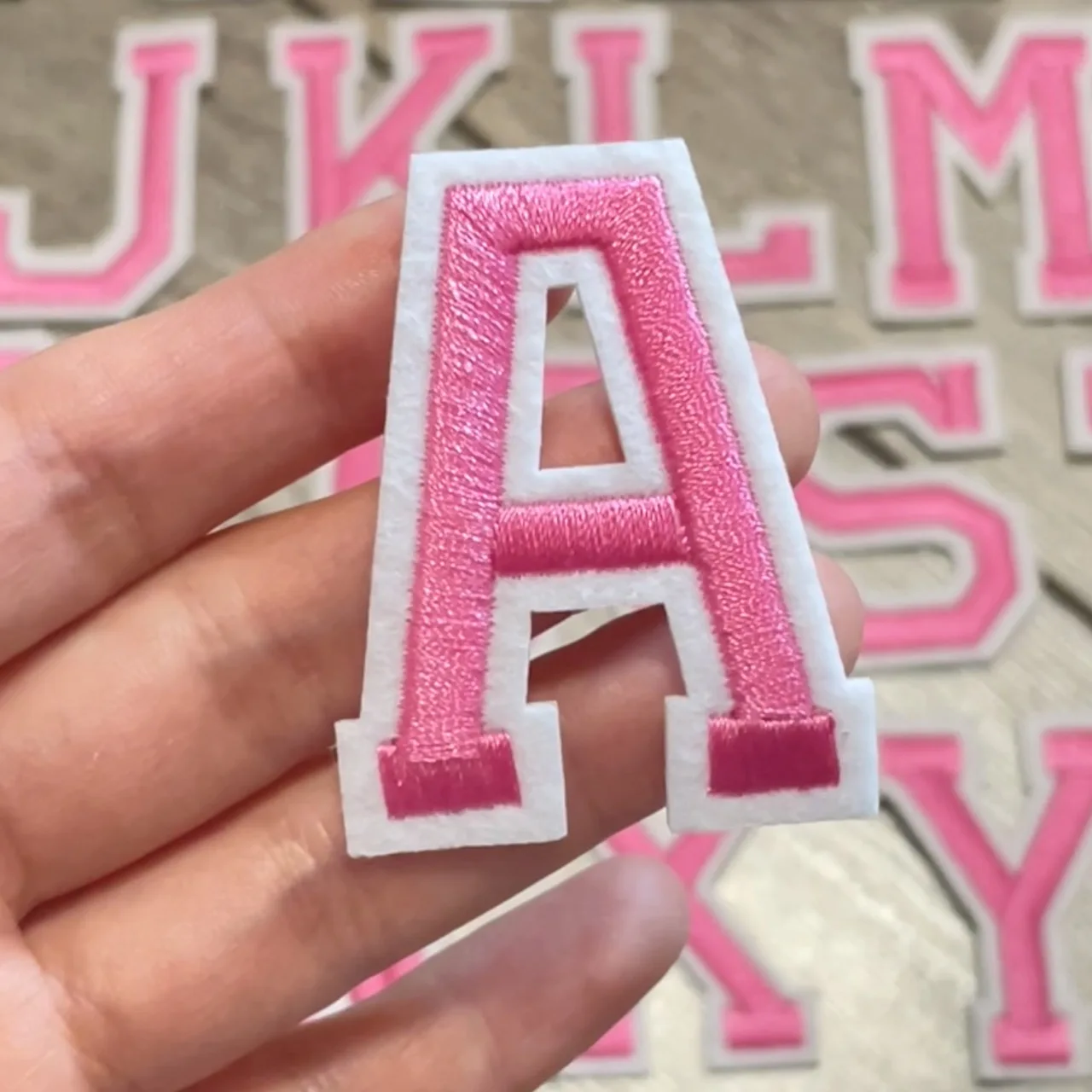 

5CM Pink Embroidered Letter Patches Iron on Patch For Clothing DIY Accessories Alphabet ABCD EFG HIJK LMN OPQ RST UVW XYZ