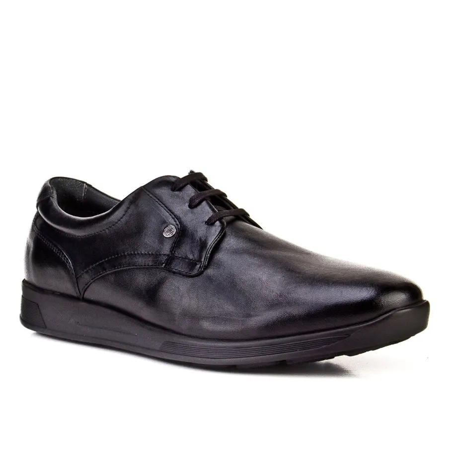 

Genuine leather black lace-up men's casual shoes