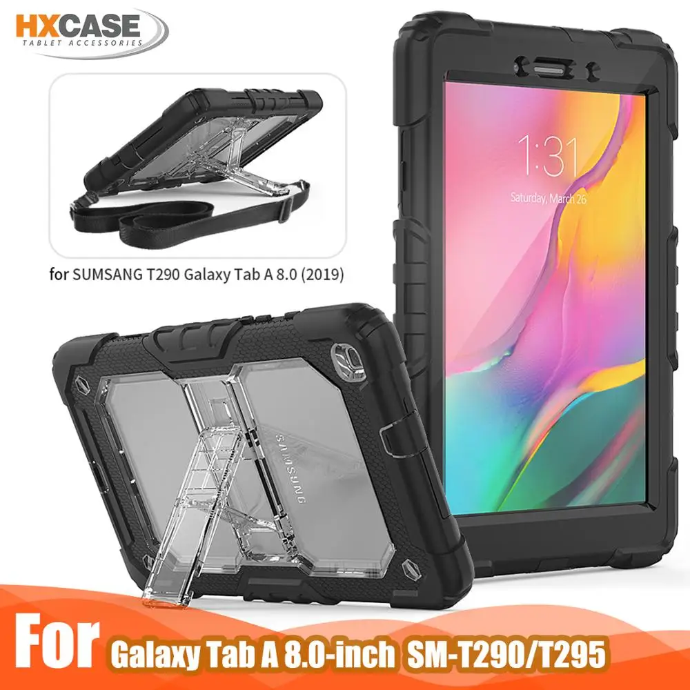 

HXCASE Practical shoulder belt transparent clear case For samsung galaxy tab a 8 t290 t295 2019 cases