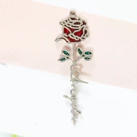 diy custom flower name necklace brooch stainless steel pendant personalized rose choker necklace lover jewelry gift for women