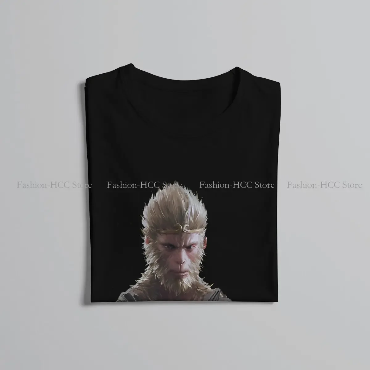 Крутая футболка с круглым вырезом и принтом обезьяны короля черная Базовая Wukong