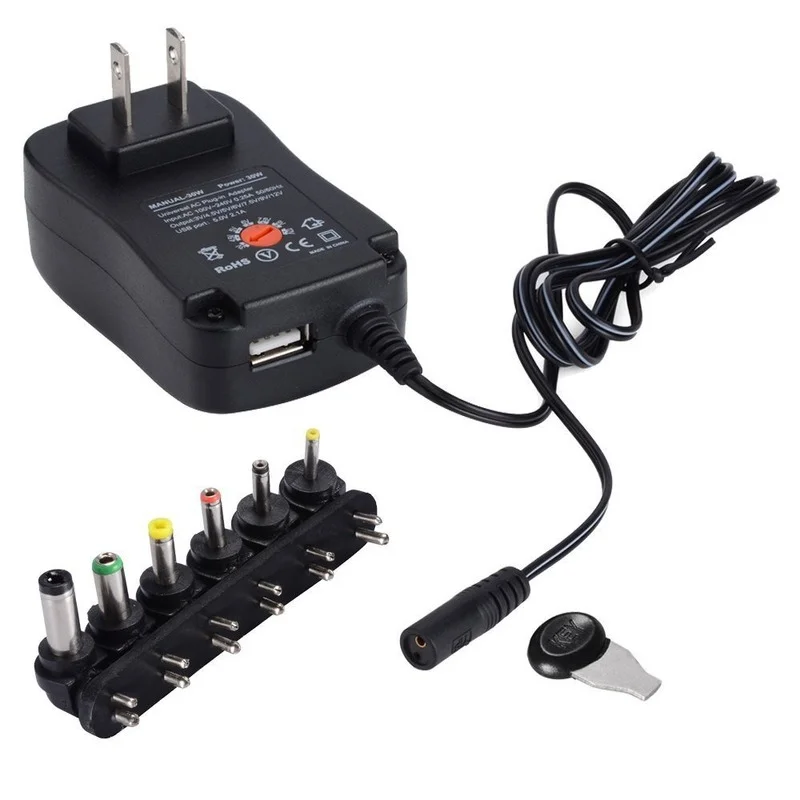 

3V 4.5V 5V 6V 7.5V 9V 12V 2A/2.5A AC/DC Adapter US/EU/UK Adjustable Power Adapters USB Universal Charger Switch Power Supply