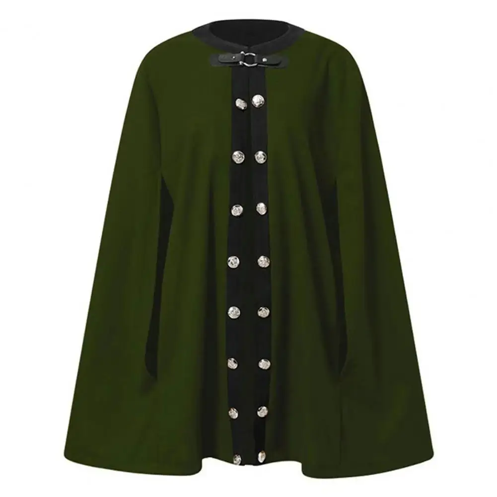 

Шикарная женская накидка, пальто для офиса на пуговицах, женская накидка с круглым вырезом, зимнее теплое пальто