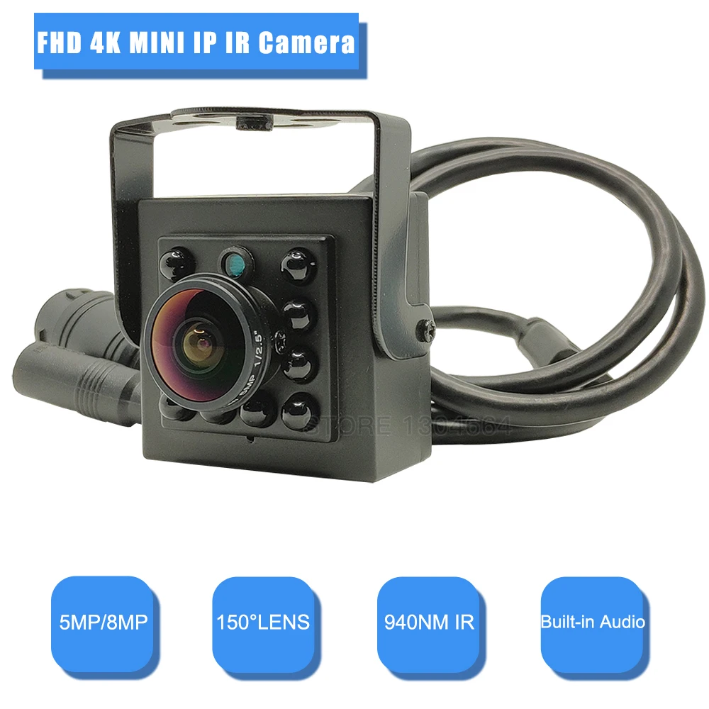 

4K Mini IP Camera 5MP Wide Angle Audio Security Camera HD 8MP Indoor Home Surveillance Video IR Night Vision Small CCTV Cameras