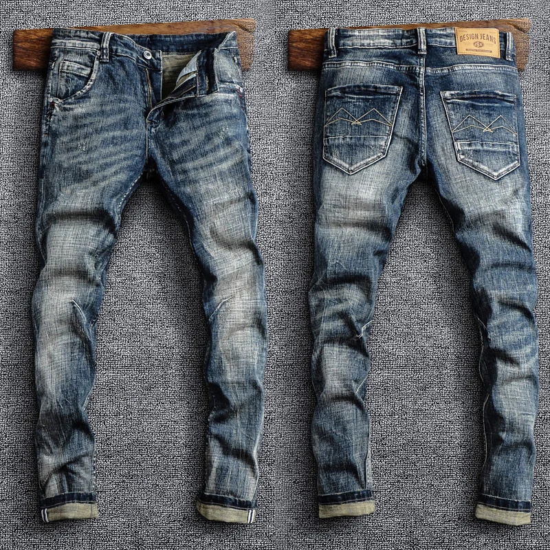 Джинсы мужские Стрейчевые в стиле ретро