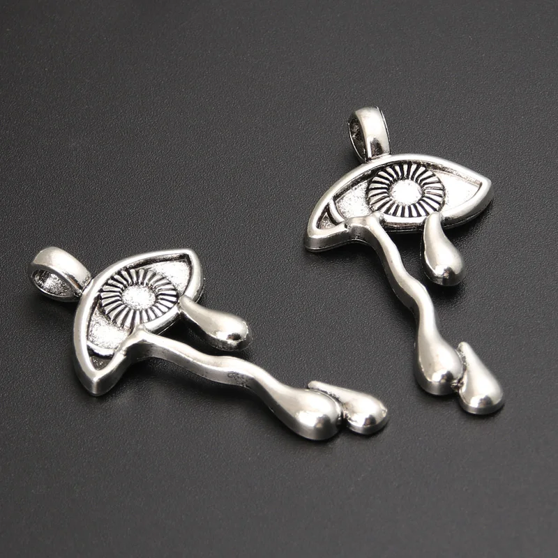 Подвеска серебряного цвета в стиле панк с глазами крови 47x24 мм 10 шт.