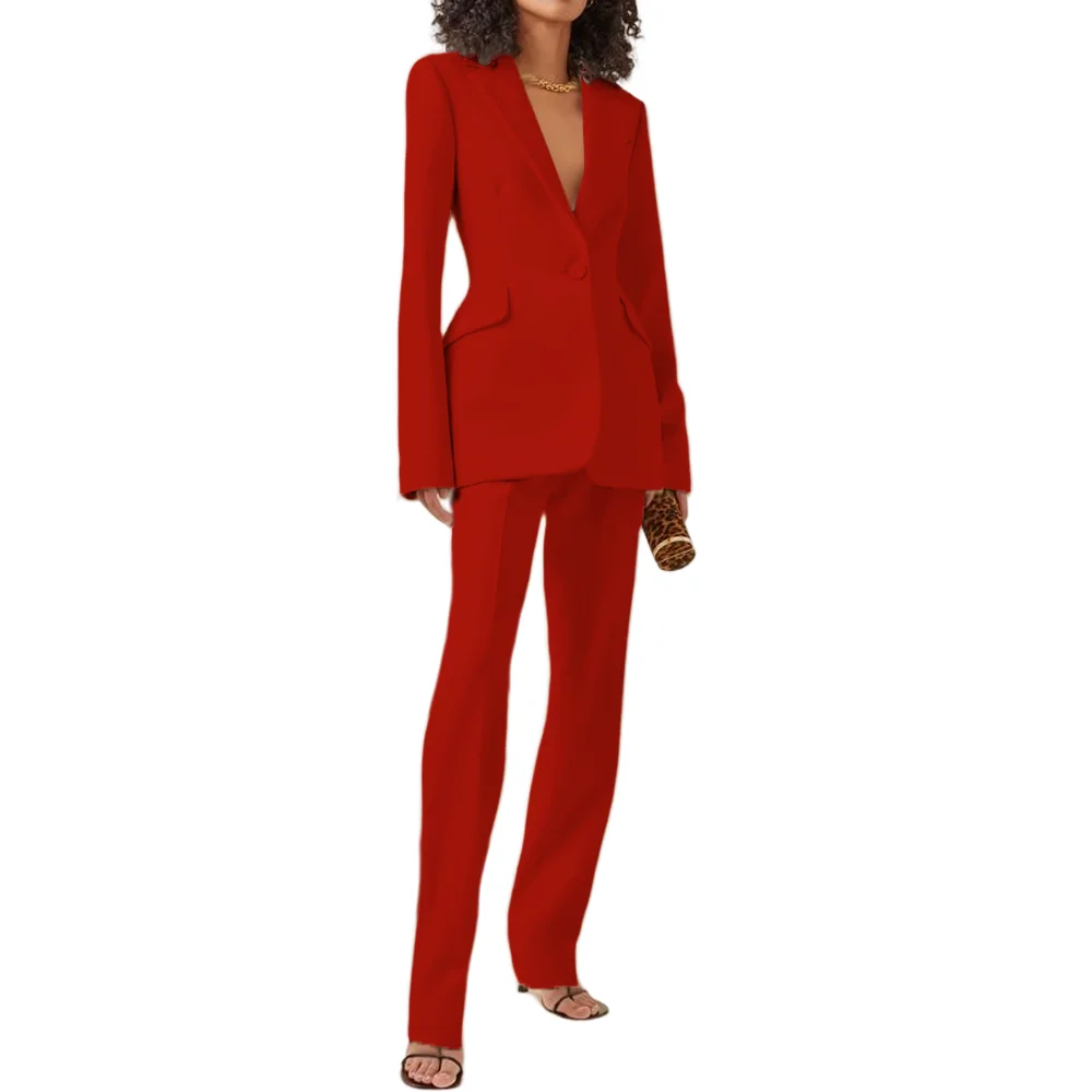 Handcrafted Women's Single-Breasted Suit Set Elegant Blazer and Pants Ensemble for Office, Casual, Party, Dance, and Wedding