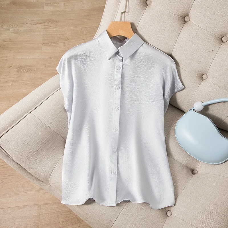 Элегантные элегантные шелковые рубашки с коротким рукавом Шелковый жемчужный