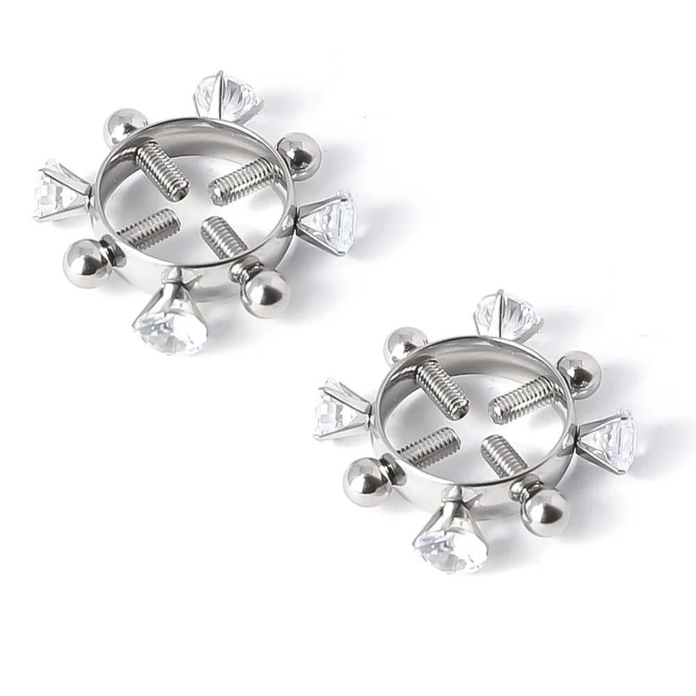 BDSM 2PCS Nipple Clamps Stainless Steel Crystal Ring Breast Clips Stimulator Erotic SM Toys For Women 5 Colors To Choose - купить по