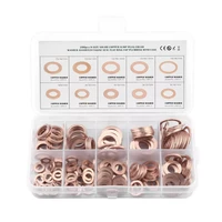 200pcs solid copper washer m5 m14 flat ring sump plug oil seal assorted set box electrical conductivity thermal conductivity