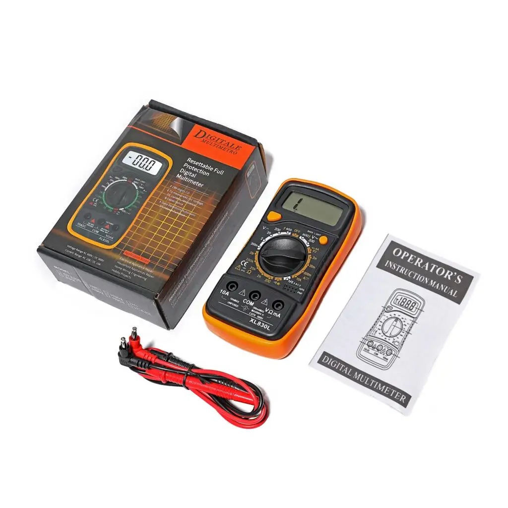 

XL830L Multimeter LCD BackLGht Portable AC/DC Ammeter Voltmeter Ohm Voltage Tester Meter Handheld Digital Tester