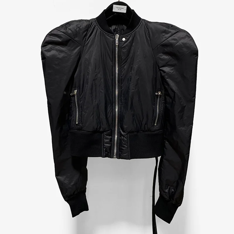 

2022ss Rick Women Solid Fashion Jackets Owens Shrugged Cotton Clip Zipper Windproof Cotton Women Coat