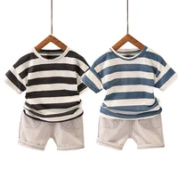 boy set baby boys suit cotton summer casual outing clothes top shorts 2pcs clothing for childrens infant stripe kids fashion