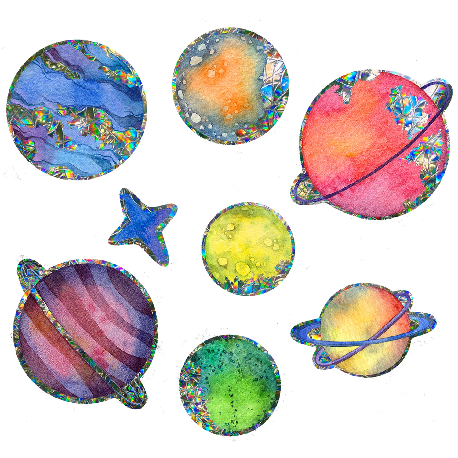 

Kizcozy 8 PCS Watercolor Magic Planets Window Decals Waterproof Sunshine Catcher DIY Home Glass Window Decoration