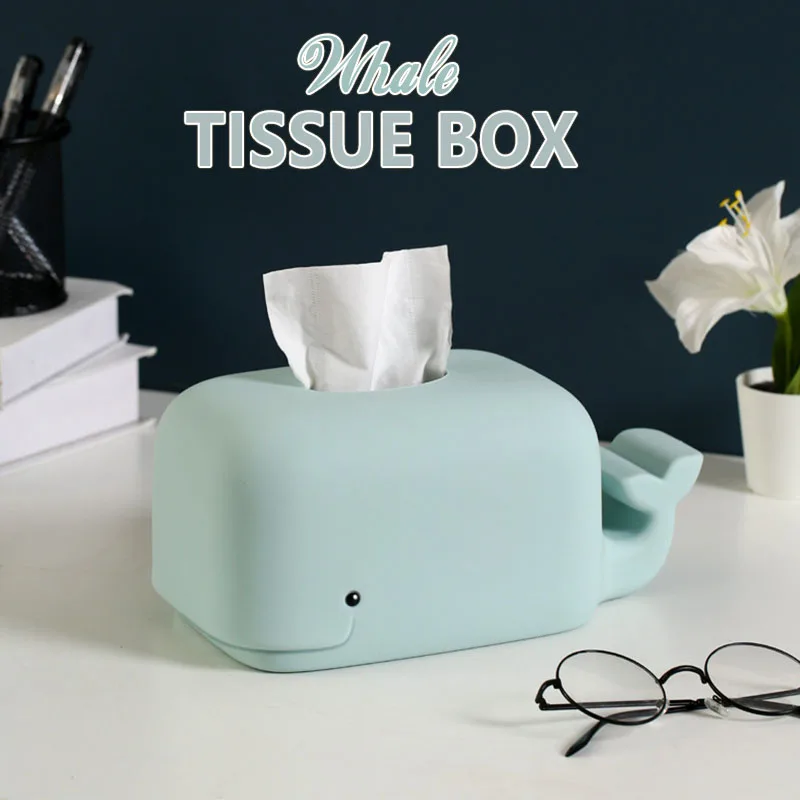 

Hot Sale Cute Whale Tissue Storage Box Phone Holder Multifunctional Silicone Tissue Organizer for Kitchen Living Room Bathroom