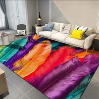 colorful feather series large carpets for living room 3d digital printing floor mat anti slip quick dry polyester bedroom rugs