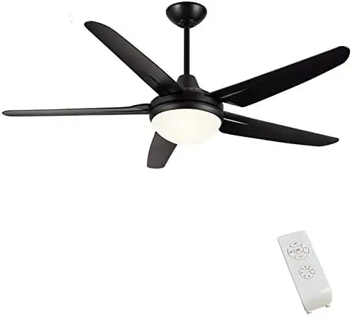 

Fan with Lights for Living Room, 53 Inch Modern Ceiling Fan with 5 Reversible Blades, 3000K, Remote Controls, Black Adaptadores
