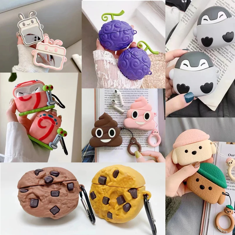 

Cut Cartoon Pouch For Airpods Pro Bluetooth Wireless Headset Case With Keychains Airpods 1/2/3 Soft Silicone Earphone Cover