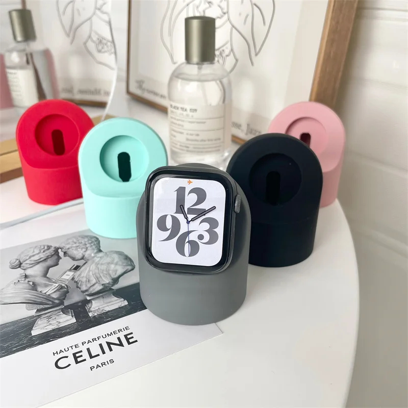 

Silicone Charger Stand For Apple Watch Series 8 7 6 SE 5 4 Desk Holder Bracket For iWatch 45mm 44mm 42mm 41 40 38mm Accessories