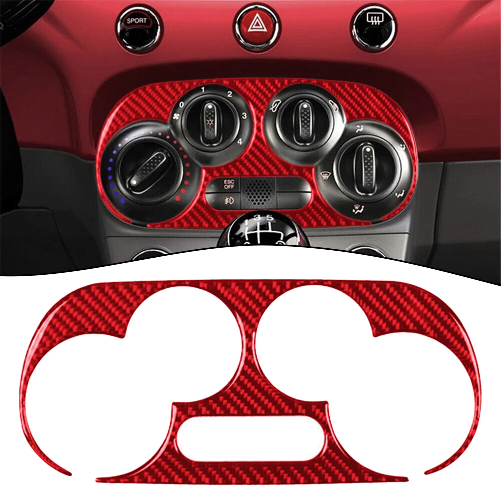 

1pcs Manual Climate Console Cover Trim Red Stylish For Fiat 500 2012-15 Carbon Fiber Manual Climate Console Interior Trim
