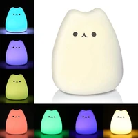 animal touch sensor night lights led silicone rgb cartoon kitten colorful cute bedside decoration light childrens birthday gift