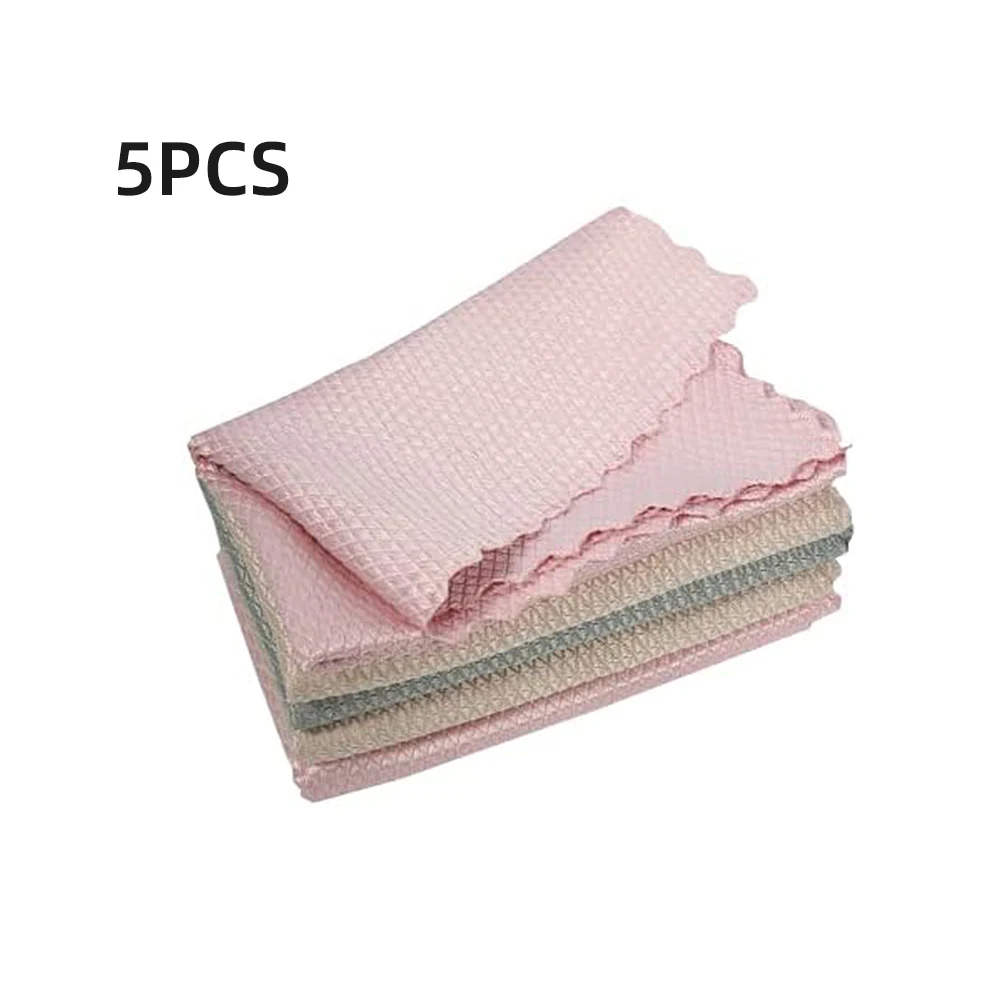 

5Pcs Microfiber Glass Polishing Rags Fish Scale Cloth Cleaning Towel For Kitchen Windows Car Mirrors Wiping Home Tools Towel