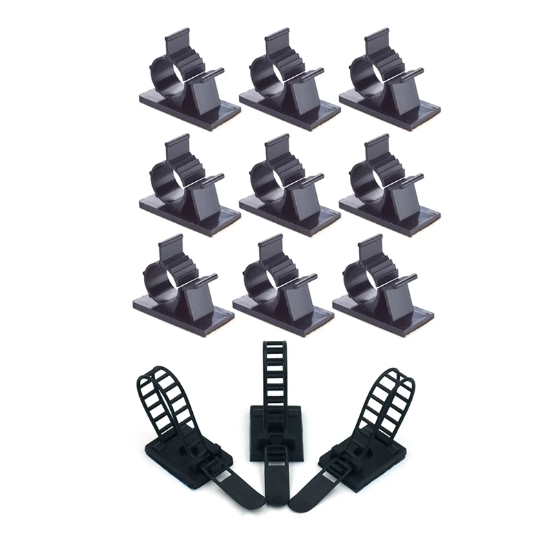 

40Pcs Black Adjustable Plastic Cable Clamps Self Adhesive Car Cable Clips - 20Pcs 25.4X18x64mm & 20Pcs 25.2X19.1X22.2Mm