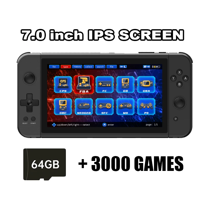 

POWKIDDY Handheld Game console X70 7.0 inch HD Screen Retro Game Cheap Children's Gifts Support Two-Player Games Retro