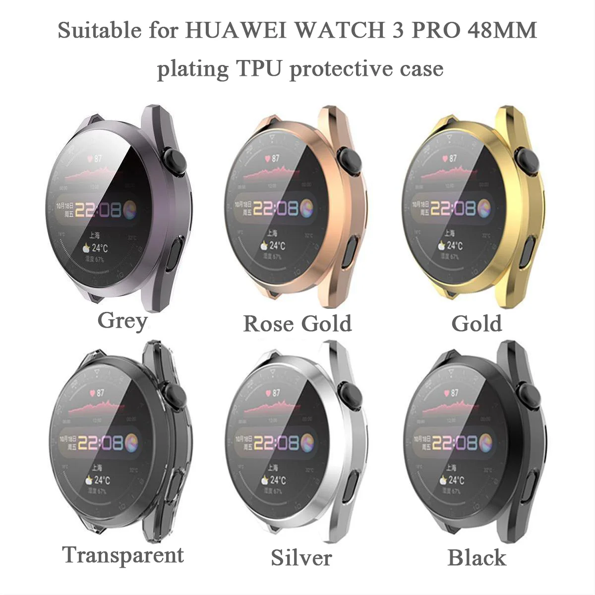 Screen Protector Cover For Huawei Watch 3 Pro 48mm TPU Anti-scratch Case for Watch3 46mm Full Coverage Bumper Shell Accessories
