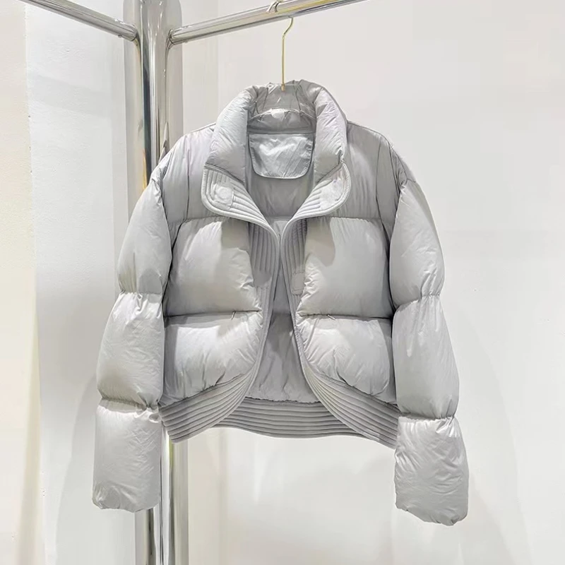 Fashion Casual Women Short Goose Down Jacket Silhouette Simple Niche Loose Thickened Magnetic Absorption Winter New Coat