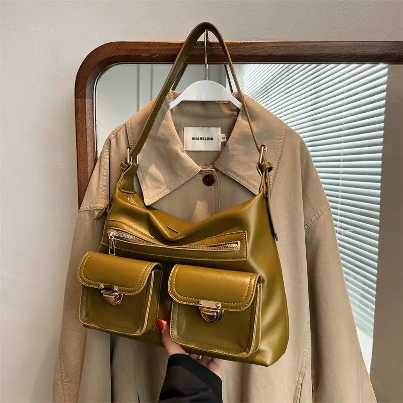 2023 New High-capacity Women Bag Commuting Messenger Bag Underarm Bag Simple Soft Leather Korean Fashion Shoulder Bag For Women