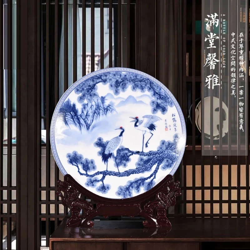 

Китайский долговечный кран, декоративная пластина, керамическая декоративная пластина, деревянная основа, фотография, свадебный подарок