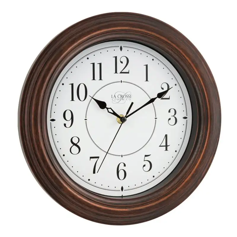 

Crosse Clock 12 inch Evelyn Brown Quartz Analog Clock with Silent Movement, 404-2630W
