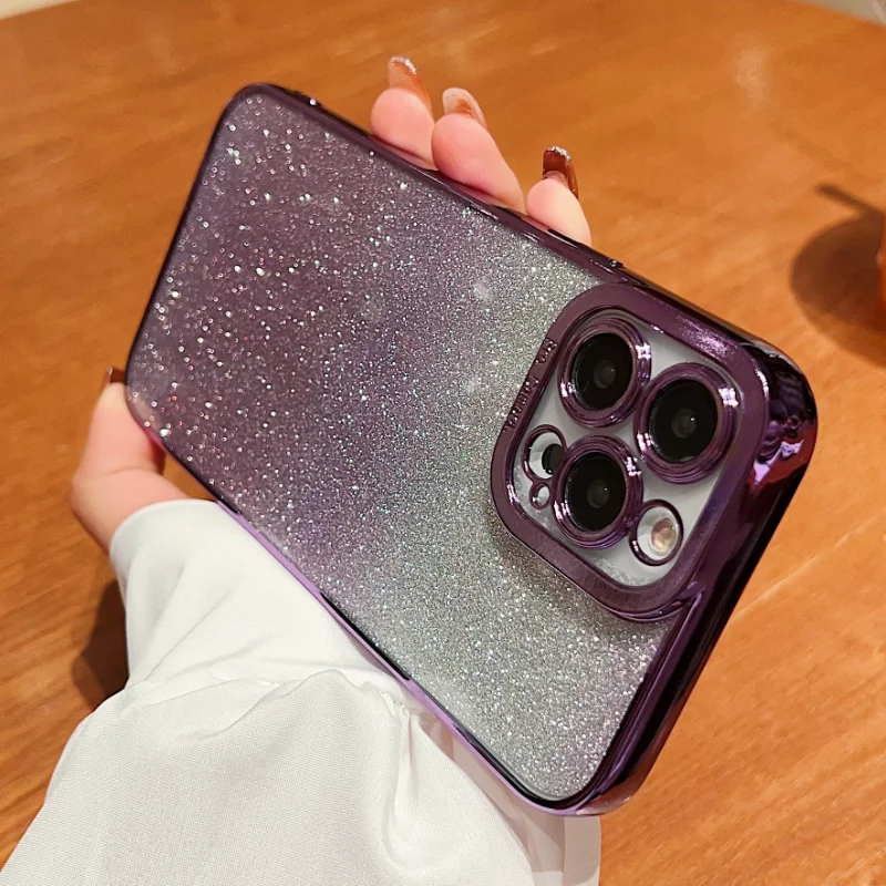 

Luxury Plating Gradient Glitter Case For iPhone 14 13 Pro Max 11 12 Mini XR X XS Max 7 8 Plus SE Shockproof Soft Silicone Cover