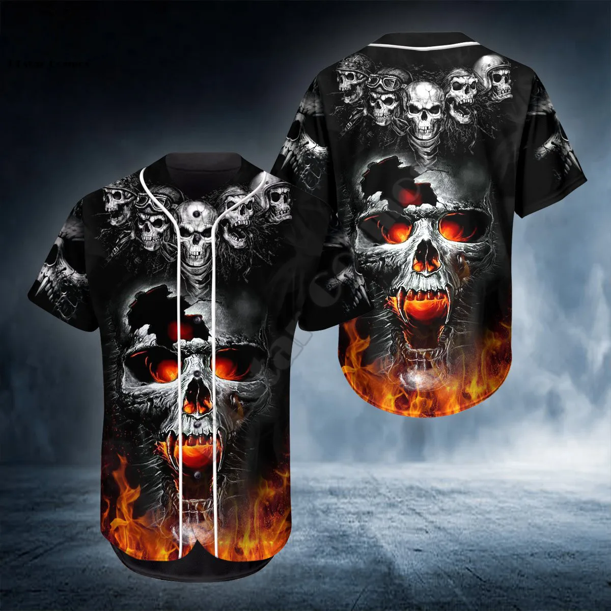 

PLstar Cosmos Baseball Jersey Shirt All Over Print Fire Old Skull Baseball Shirt 3D Printed Shirts hip hop Tops Love Skull Gift