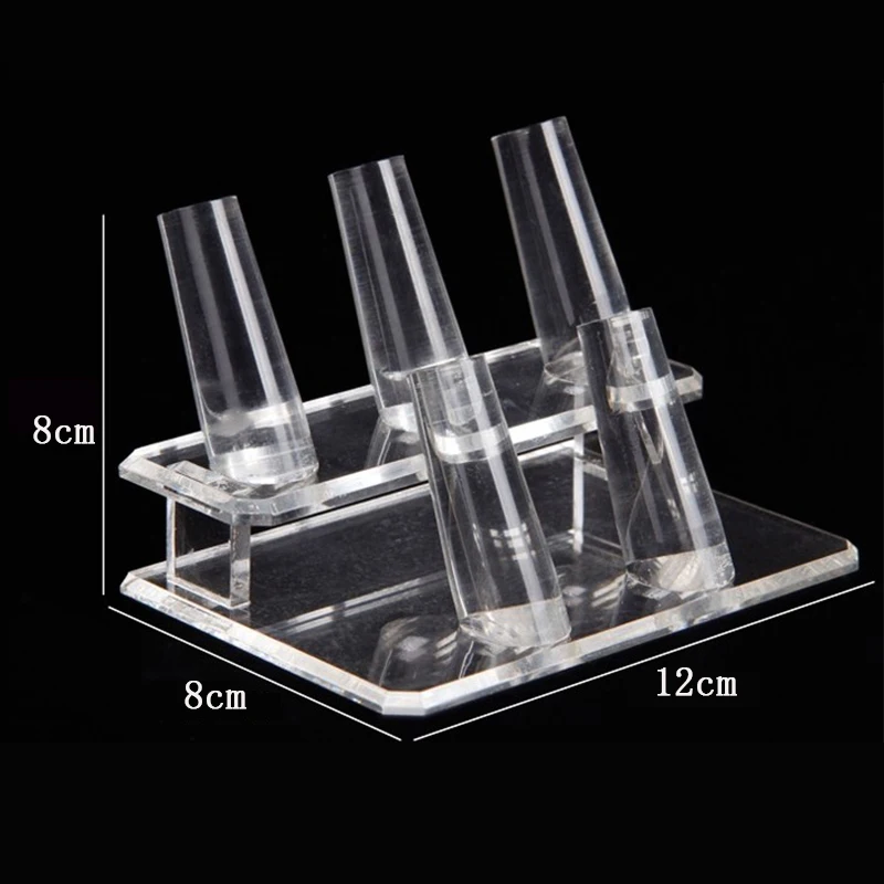 TONVIC Wholesale 1pc Acrylic Clear View Ring Display Stand Holder With 5 Ring Holder Rack
