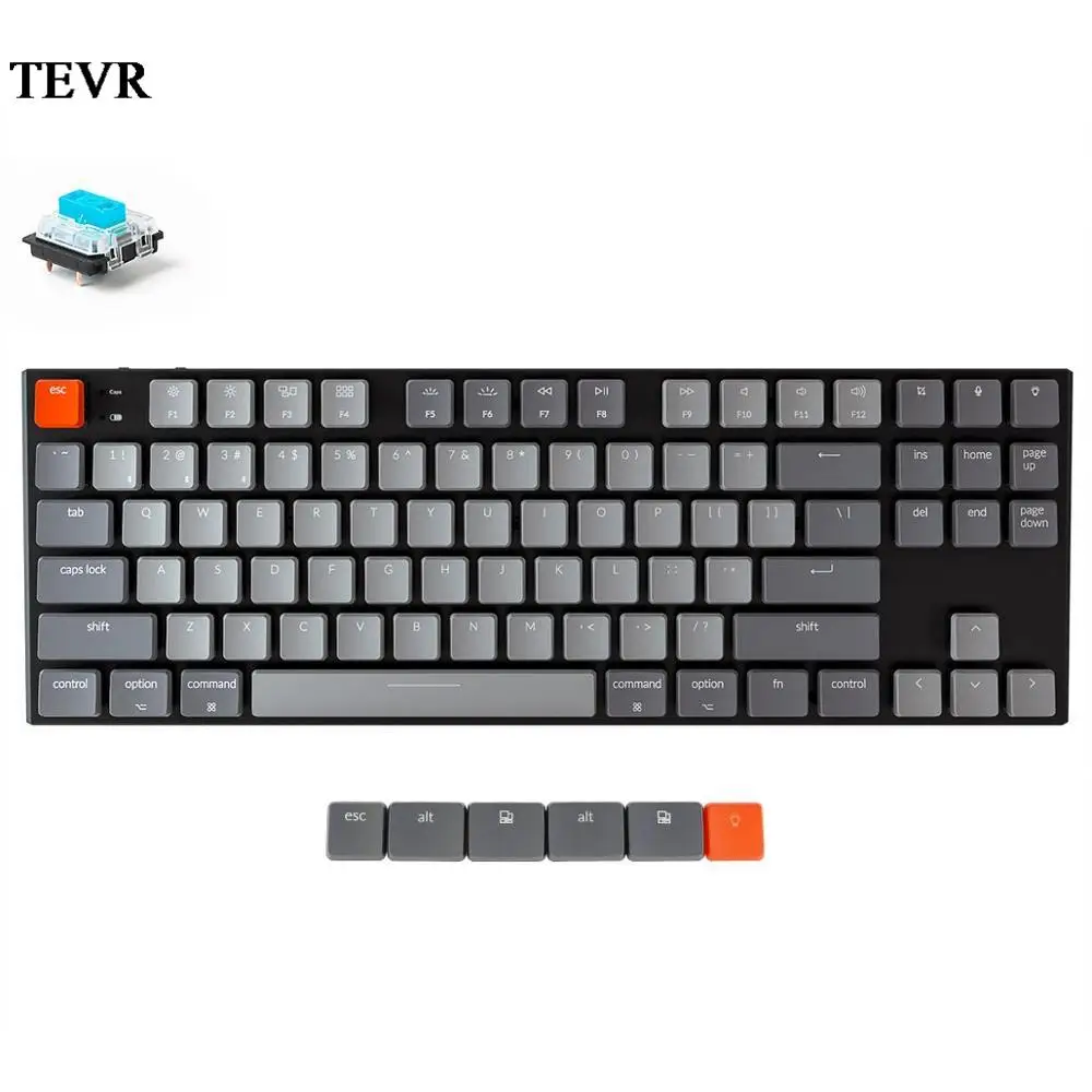 Keychron K1 V4 L 87 Key Ultra-Thin Wireless Bluetooth USB Mechanical Computer Low Profile Keyboard, White Backlit for Mac