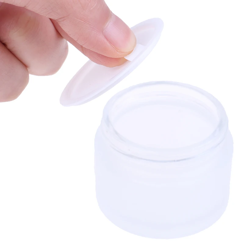 Frosted Glass Jar Skin Care Eye Cream Jars Pot Refillable Bottle Cosmetic Container With Wood Grain Lid 5g 10g 15g 30g 50g images - 6