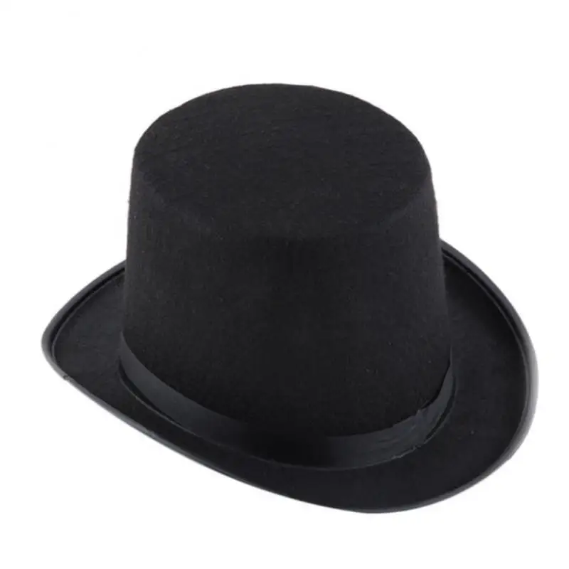 

New Kids Adult Deluxe Black Top Hat Magician Hat Jazz Hat Topper Victorian Ringmaster Lincoln Fancy Dress