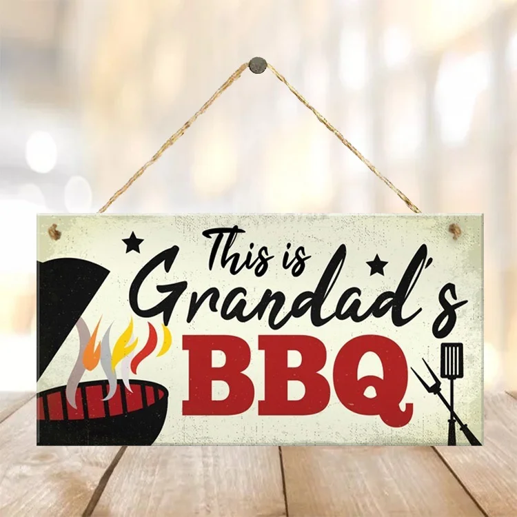 

" This Is Grandad's BBQ"Wooden Hanging Plaque Home Decoration