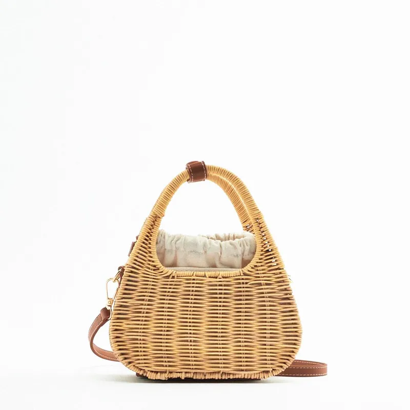 

2022 Summer Women Handbags Bohemia Raffia Drum Bags For Women Designer Shoulder Hand Made Rattan Grass Compilation Handbags