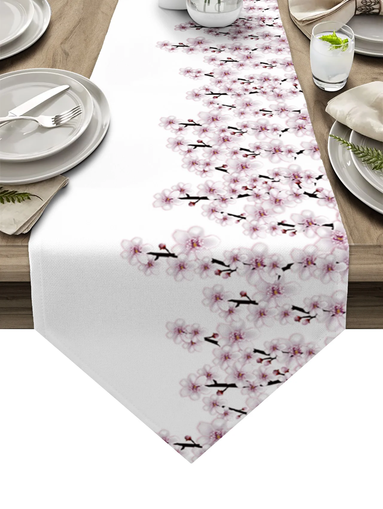 Весенняя скатерть в виде ветки цветущей вишни свадебное украшение для стола