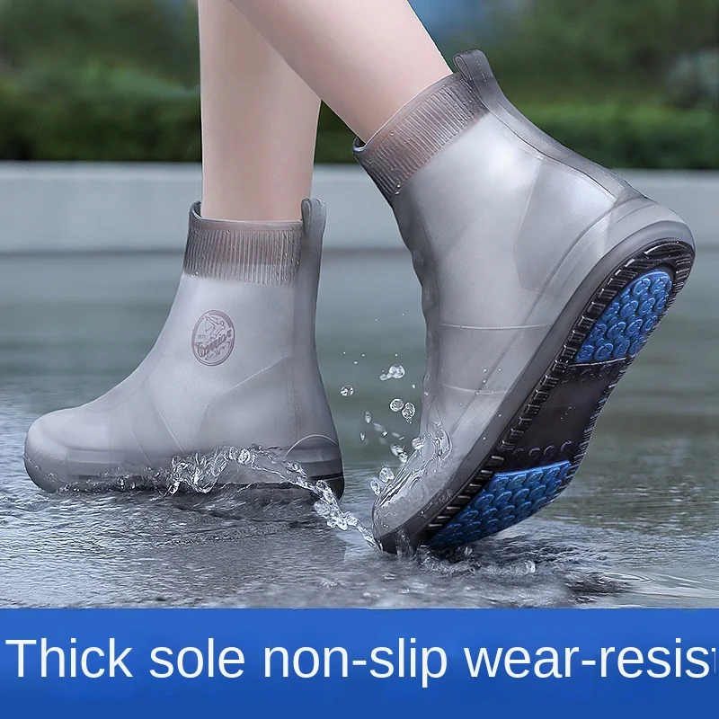 Rain Boots Cover Silicone Rain Boots Waterproof Shoe Cover Children Rainy Day Outdoor Rain Boots High Tube Thickened Non-slip