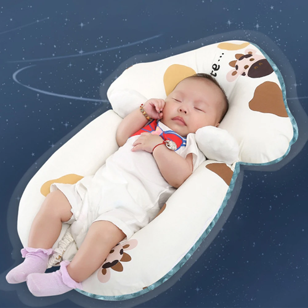 

Pure Cotton Newborn Baby Styling Pillow Cartoon Printed Cow Anti-startle Sleeping Pillow Head Neck Protection Infant Accessories