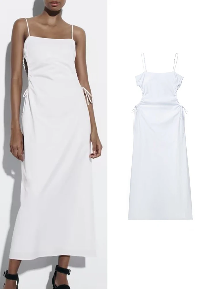 

Платье летнее однотонное без рукавов, до середины икры