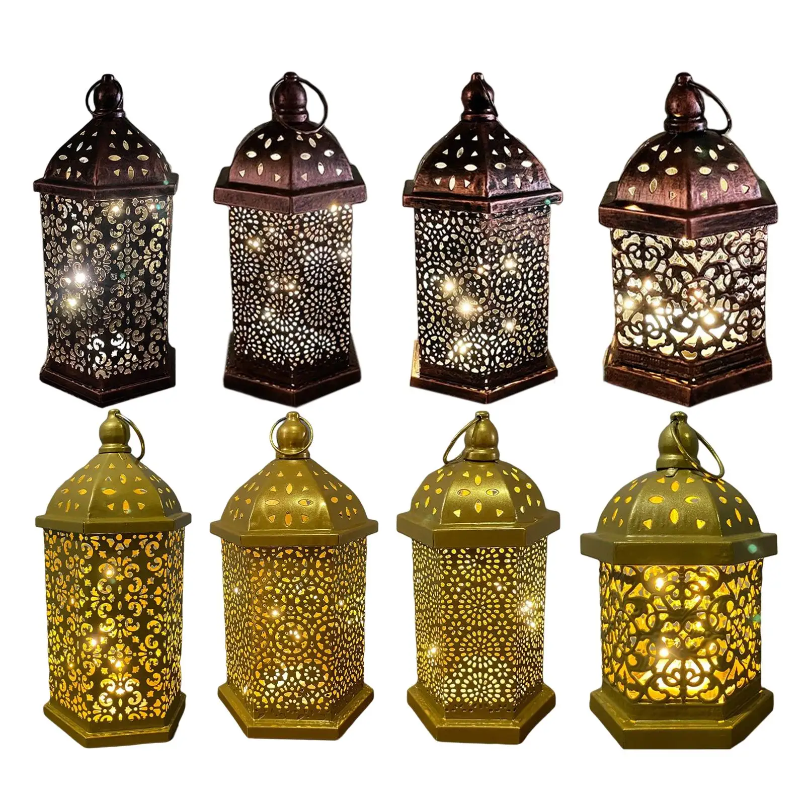 

Пустотелый резной фонарь из кованого железа, декоративная лампа с питанием от батарейки, светильник для атмосферы, настольная лампа для фес...